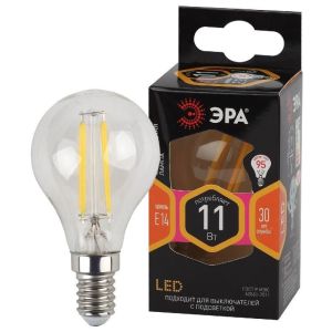 Лампа светодиодная филаментная F-LED P45-11w-827-E14 P45 11Вт шар E14 тепл. бел. ЭРА Б0047012