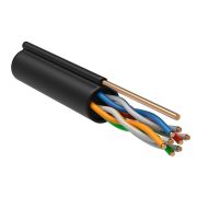 Кабель витая пара U/UTP кат.5E 4х2х24AWG LDPE с метал. тросом 1.2мм черн. (305м) (м) ITK LC3-C5E04-159