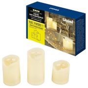 Фигура ULD-F060 WARM WHITE CANDLE SET3 «Свеча» на батарейках CR2032 (в/к) 1 LED тепл. свет (уп.3шт) Uniel UL-00008593