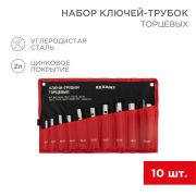 Набор ключей-трубок торцевых 6х22мм 10шт. вороток оцинкованные Rexant 12-5872-2