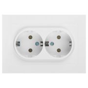 Розетка Intro Accent 6-205-01 2X2P+E Schuko 16А-250В IP20 СУ AL/CU бел. Intro Б0063485