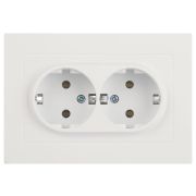 Розетка Accent 6-205-01М 2X2P+E Schuko 16А-250В IP20 СУ AL/CU бел. матов. Intro Б0063487