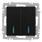 Выключатель Accent 6-105-05 двойн. с подсветкой 10А-250В IP20 СУ AL/CU антрацит Intro Б0063516