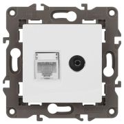 Розетка ЭРА Elegance 14-3110-01М RJ45+TV матов. бел. Эра Б0065767