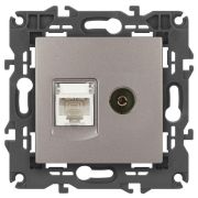 Розетка ЭРА Elegance 14-3110-16 RJ45+TV титан Эра Б0065768