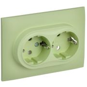 Розетка 2-м SKANDY 16А с заземл. без защ. шторок в сборе SK-R08G мятный IEK SK-R21-16-K06-F