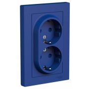 Розетка 2-м. AtlasDesign 16А с заземл. со шторками в сборе аквамарин SE ATN001126