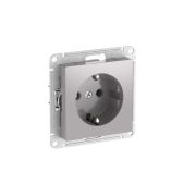 Розетка AtlasDesign 16А с заземл. быстрозажим. клем. механизм алюм. SE ATN000343S