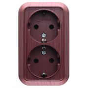 Розетка 2-м ОП 16А IP20 с заземл. орех Makel 45482