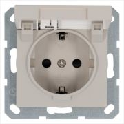 Розетка 1-м Shuko 16А IP20 с заземл. защ. шторки с крышкой механизм тауп Jasmart G5505T