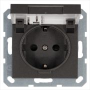 Розетка 1-м Shuko 16А IP20 с заземл. защ. шторки с крышкой механизм мокко Jasmart G5505Z