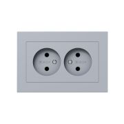 Розетка 2-м СП Эпика 16А без заземл. без защ. шторок с рамкой механизм алюм. EKF UP1-SOA-200