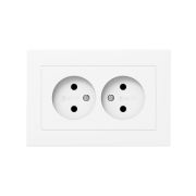 Розетка 2-м СП Эпика 16А без заземл. без защ. шторок с рамкой механизм бел. EKF UP1-SOW-200