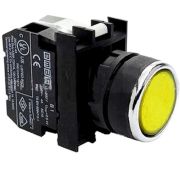Кнопка с подсветкой-светодиод (1НО) 12-30В перем. и пост. тока желт. EMAS B180DS