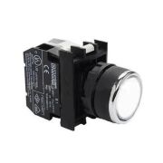 Кнопка с подсветкой-светодиод (1HO) 12-30В перем. и пост. тока бел. EMAS B150DB