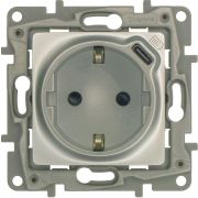 Розетка USB C Etika 16А 250В 1500мА 7.5Вт с заземл. защ. шторки безвинт. зажимы алюм. IEK 672488