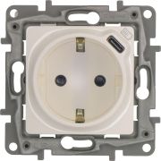 Розетка USB C Etika 16А 250В 1500мА 7.5Вт с заземл. защ. шторки безвинт. зажимы бел. IEK 672288