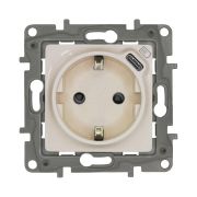 Розетка USB C Etika 16А 250В 1500мА 7.5Вт с заземл. защ. шторки безвинт. зажимы сл. кость IEK 672388