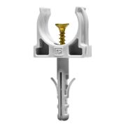 Держатель для труб (клипса) d20мм с дюбелем и саморезом сер. (в малой упак.) (уп.10шт) Промрукав PR13.0308