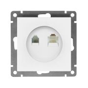 Розетка компьютерная + телефонная 2-м СП Афина механизм бел. Universal A0052