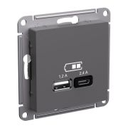 Розетка USB AtlasDesign тип A+C 5В/2.4А 2х5В/1.2А механизм базальт SE ATN001439