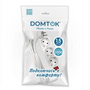 Удлинитель 3х1.5м с заземл. 16А IP20 3.5кВт ПВС 3х1 с выкл. бел. DOMTOK 2379