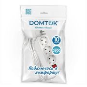 Удлинитель 3х10м с заземл. 16А IP20 3.5кВт ПВС 3х1 с выкл. бел. DOMTOK 2380