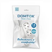 Удлинитель 2х1.5м с заземл. 16А IP20 3.5кВт ПВС 3х1 бел. DOMTOK 2384