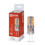 Лампа светодиодная LED-JC 1.5Вт капсульная прозрачная 4000К нейтр. бел. G4 150лм 12В IN HOME 4690612035963