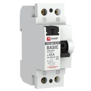 Выключатель дифференциального тока (УЗО) 2п 63А 100мА тип AC электрон.Basic EKF elcb-2-63-100e-sim